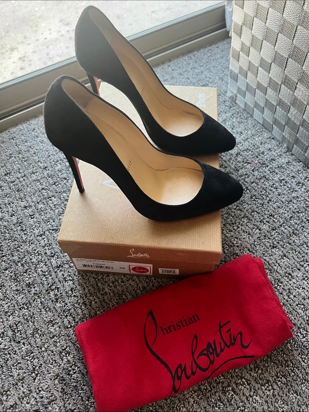Christian Louboutin Black Suede Classic Pointed-Toe Pumps